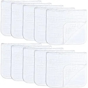 Muslin Burp Cloths 10 Pack Large 100% Cotton Hand Washcloths 6 Layers Extra Absorbent and Soft (W... | Amazon (US)