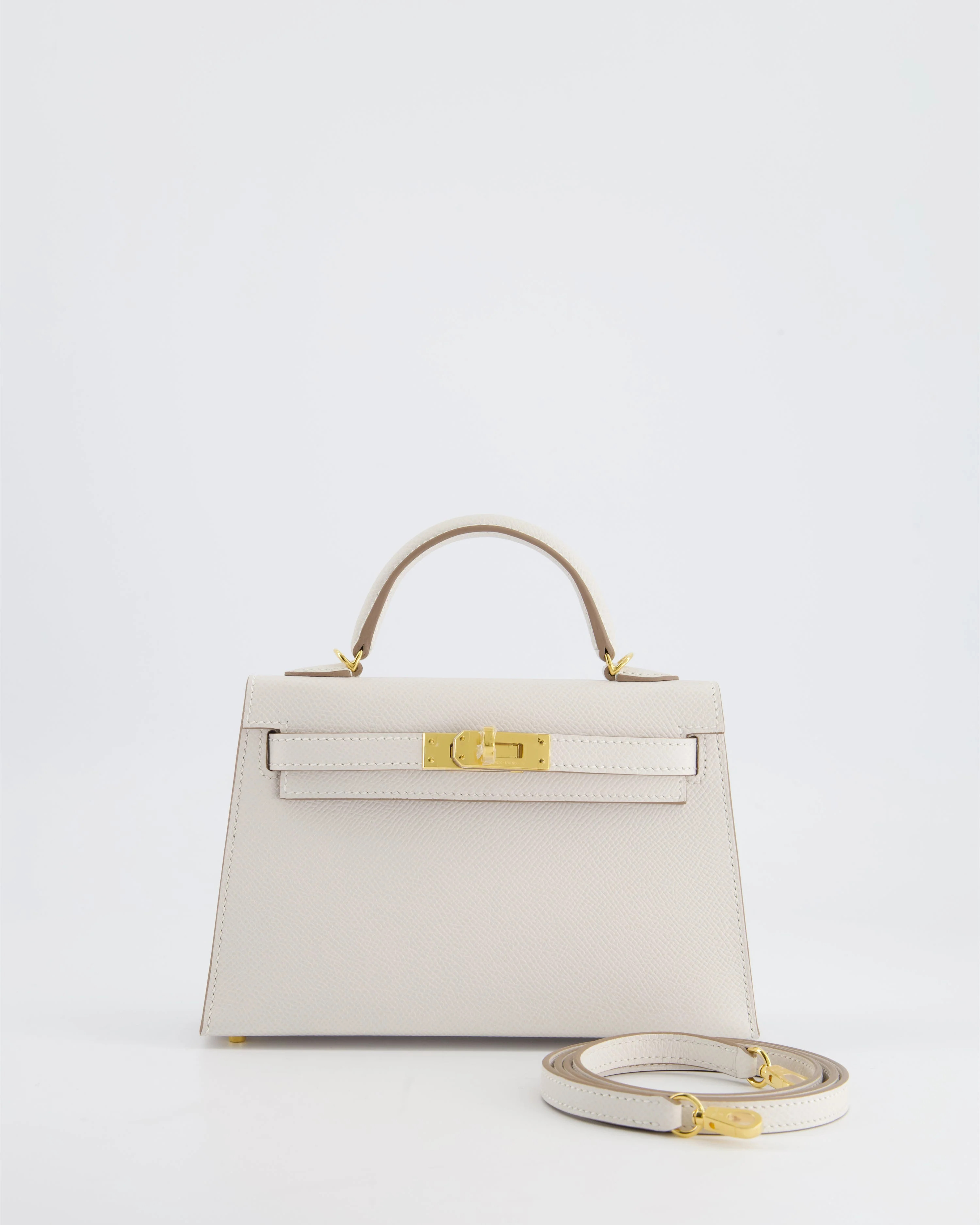 Hermes Mini Kelly Ii 20Cm Gris Pale Epsom Leather Gold Hardware | Shop Simon