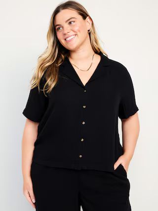 Crinkle Gauze Button-Down Top | Old Navy (US)