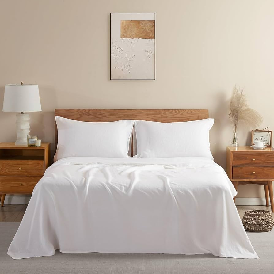 DAPU Pure Linen Sheets Set, 100% French Linen from Normandy, Breathable and Durable for Hot Sleep... | Amazon (US)