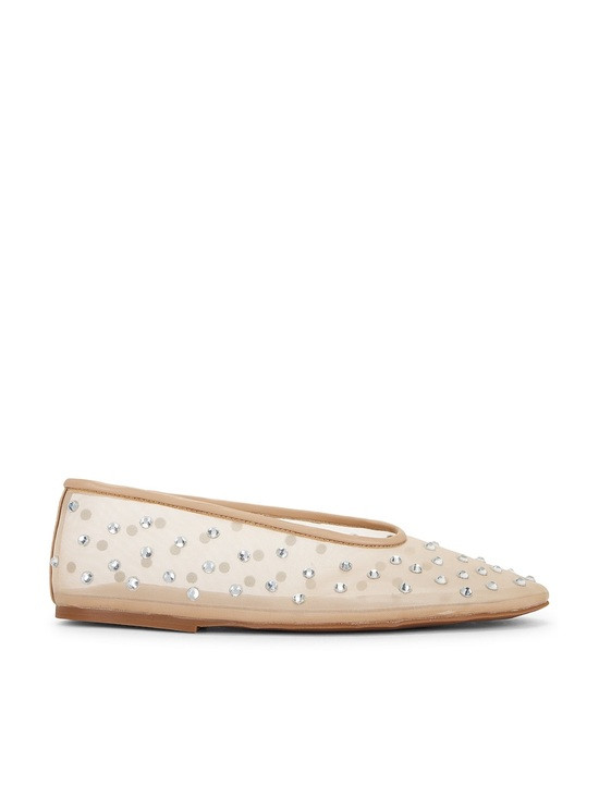 Tony Bianco Nude Crystal-Embellished Mesh Ballet Flats | Poshmark