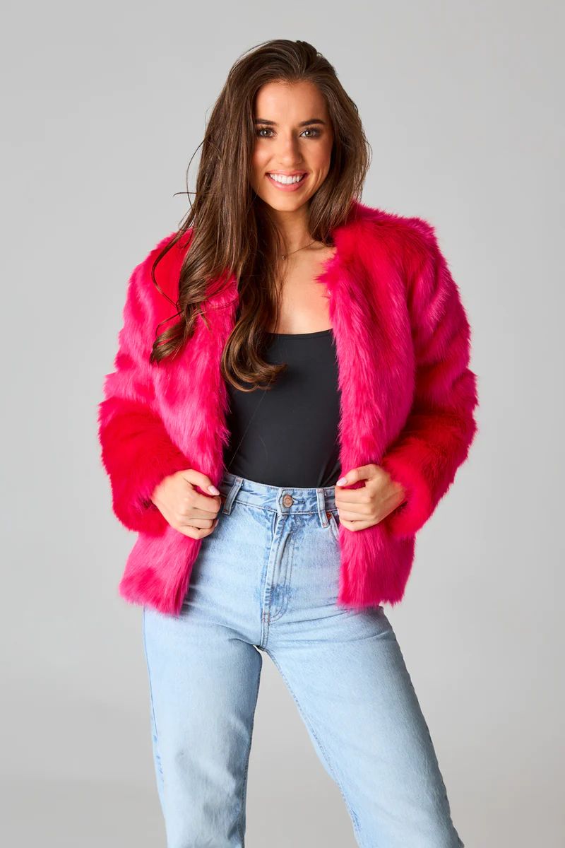 BuddyLove | Baddie Faux Fur Jacket | Hot Pink | BuddyLove