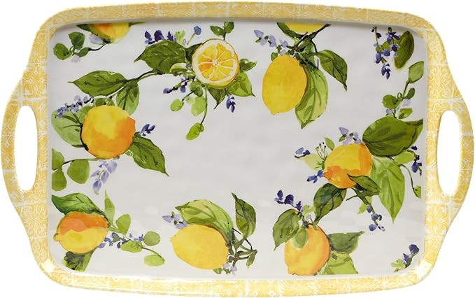 Certified International Lemon Zest Melamine Rectangular Tray with Handles, 19-inches Length, Kitc... | Amazon (US)
