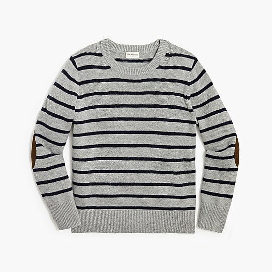 Boys' striped elbow-patch crewneck sweater | J.Crew Factory