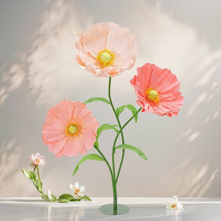 Large Paper Fake Flowers Decor -5.6 Ft Giant Artificial Flowers Big Floral with Standing Base for... | Amazon (US)