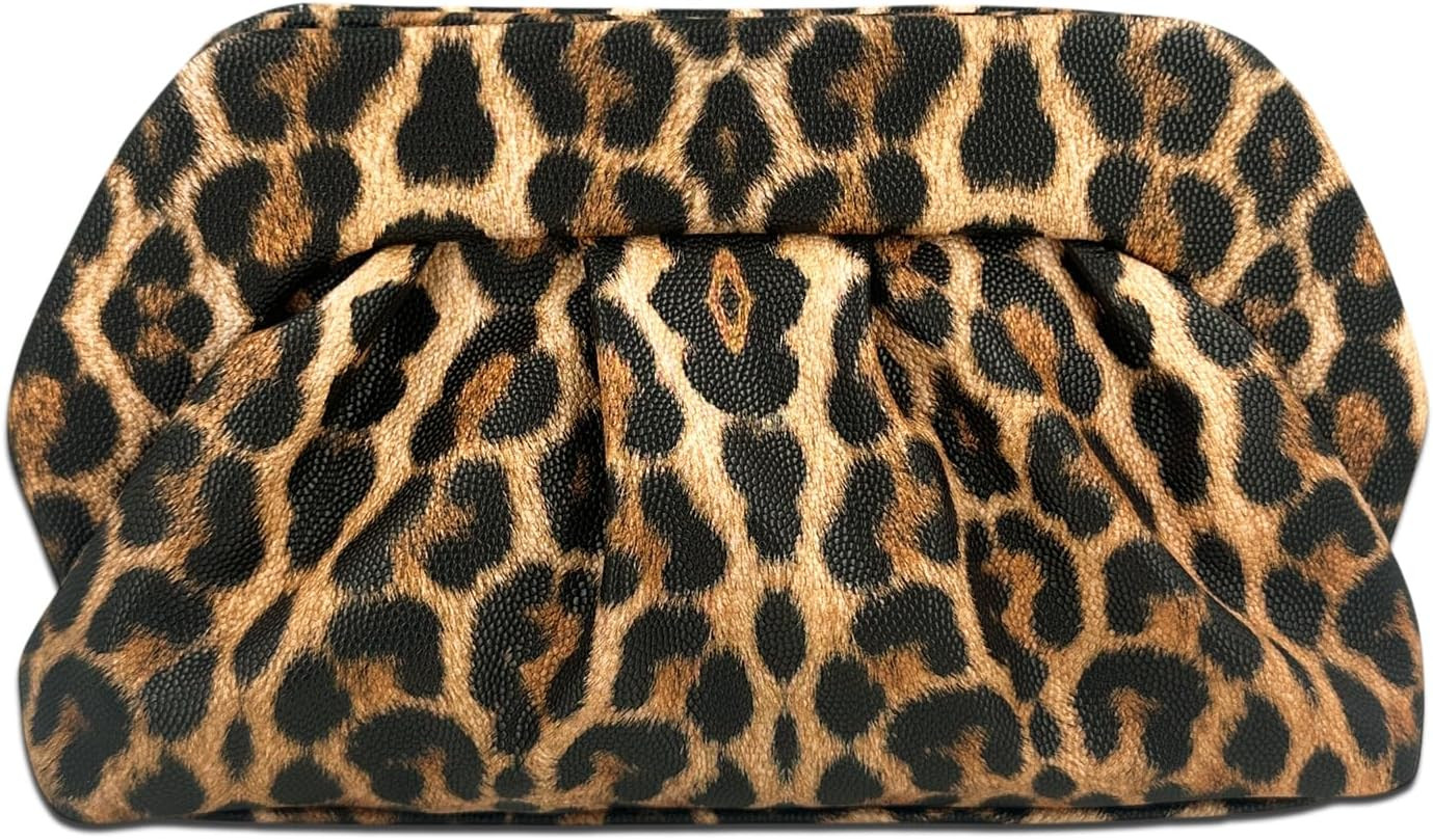 ENBEI Leopard Print Clutch Purse for Women - Waterproof Faux Leather Evening Bag, Handbag with Dual Snap Closure, Perfect for Party, Wedding, Date Night & Casual Afternoon Tea | Amazon (US)