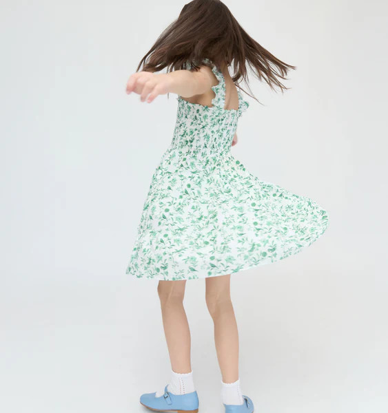 The Hill House x La Coqueta Tiny Ellie Nap Dress - Green Bird Floral | Hill House Home US