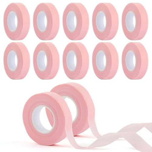 BEVTEE 12 Rolls Lash Tape, Self-Adhesive Eyelash Tape for Eyelash Extensions, Soft and Breathable Micropore Eyelash Extension Tape Supplies for Lash Clusters Eyeshadow Makeup, 9m/10yard Pink | Amazon (US)