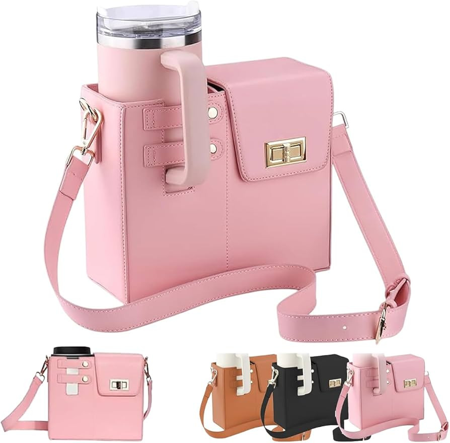 Outdoor Portable Crossbody Water Cup Storage Bag, Pink Women's Portable Crossbody Bag with Water ... | Amazon (US)