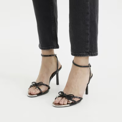 Black Bow Heeled Sandals | River Island UK & IE