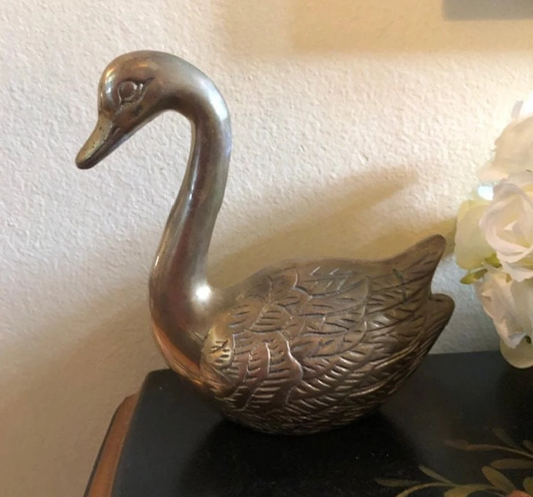 Brass Swan Figurine Free Shipping Duck Home Decor - Etsy | Etsy (US)