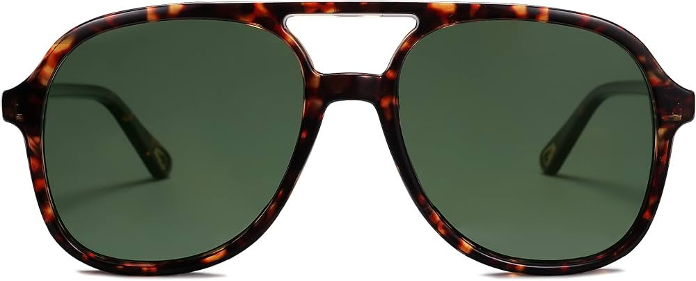 SOJOS Retro Square Polarized Aviator Sunglasses Womens Mens 70s Vintage Double Bridge Sun Glasses... | Amazon (US)