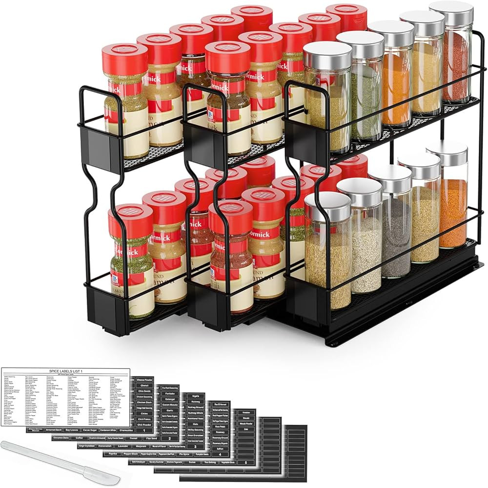 SpaceAid Pull Out Spice Rack Organizer, Heavy Duty Slide Out Seasoning Kitchen Organizer, Cabinet... | Amazon (US)