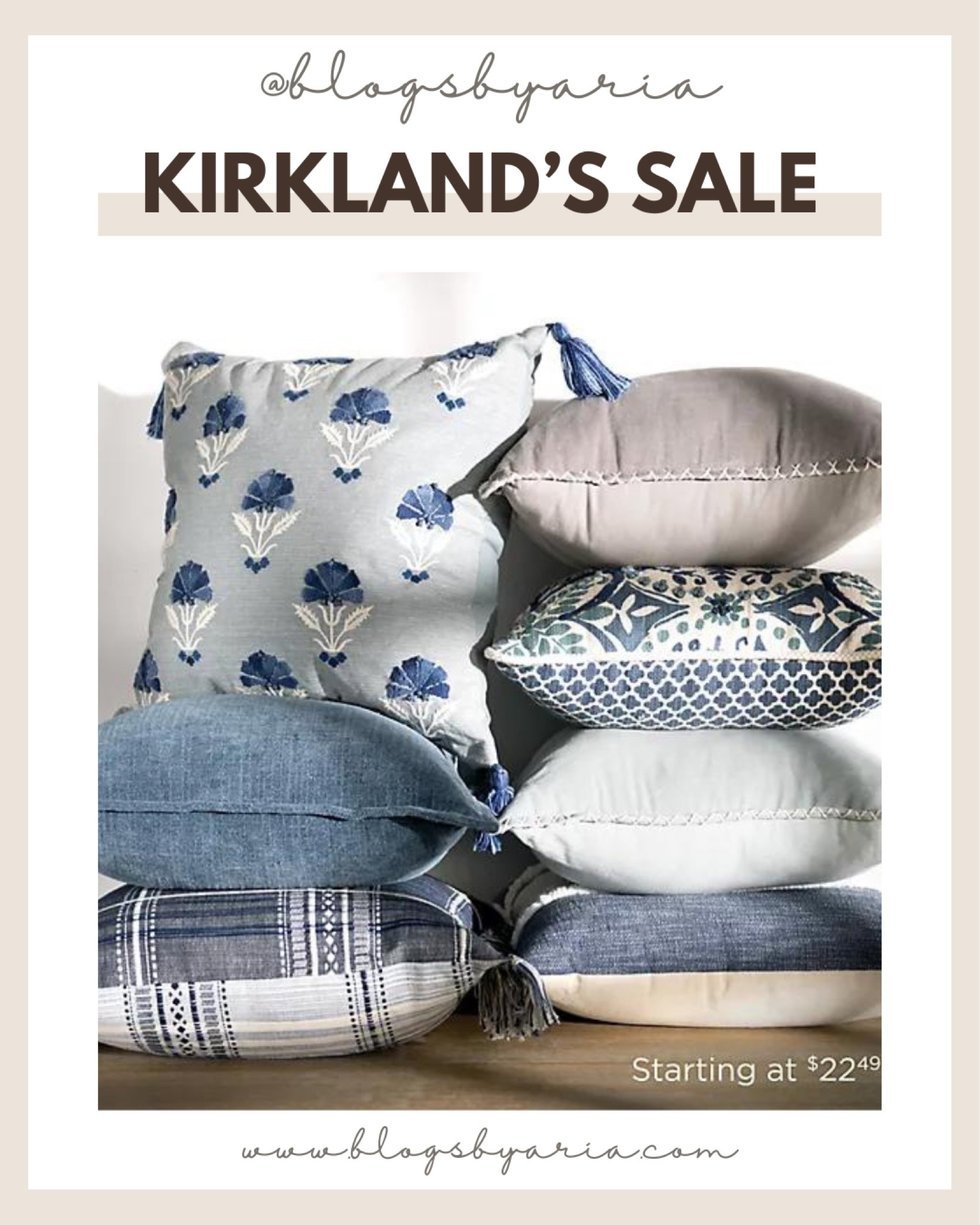 Kirklands throw pillows on sale!! Love all of these blue pillow options! 

#LTKunder50 #LTKhome #LTKFind