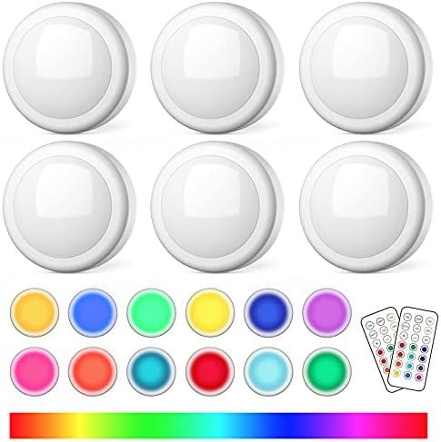 semsmoks Battery Operated LED Push Lights with Wireless Remote, 13 Color RGB - for Closet, Bedroom W | Amazon (US)