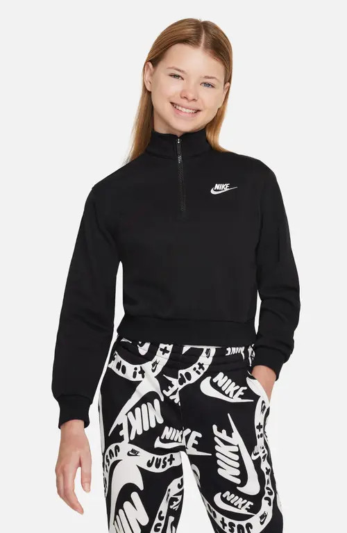 Nike Kids' Sportswear Club Fleece Quarter Zip Pullover in 010 Black/white at Nordstrom | Nordstrom