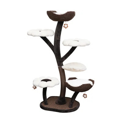 Catry 59" Floral Cat Tree with Scratching Post | Wayfair North America