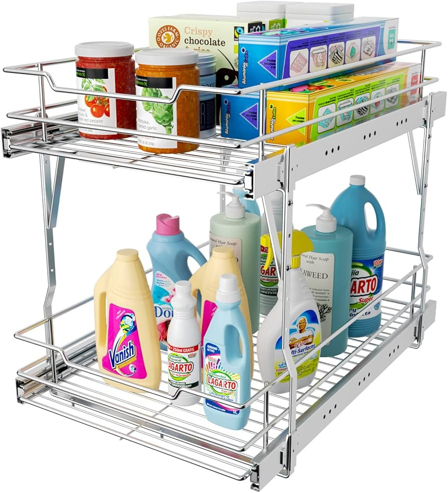 G-TING Pull Out Cabinet Organizer, 2 Tier Under Sink Organizers and Storage ​for Kitchen, Pantry, Bathroom, 14.4'' W X 21.6'' D X 17.2'' H | Amazon (US)