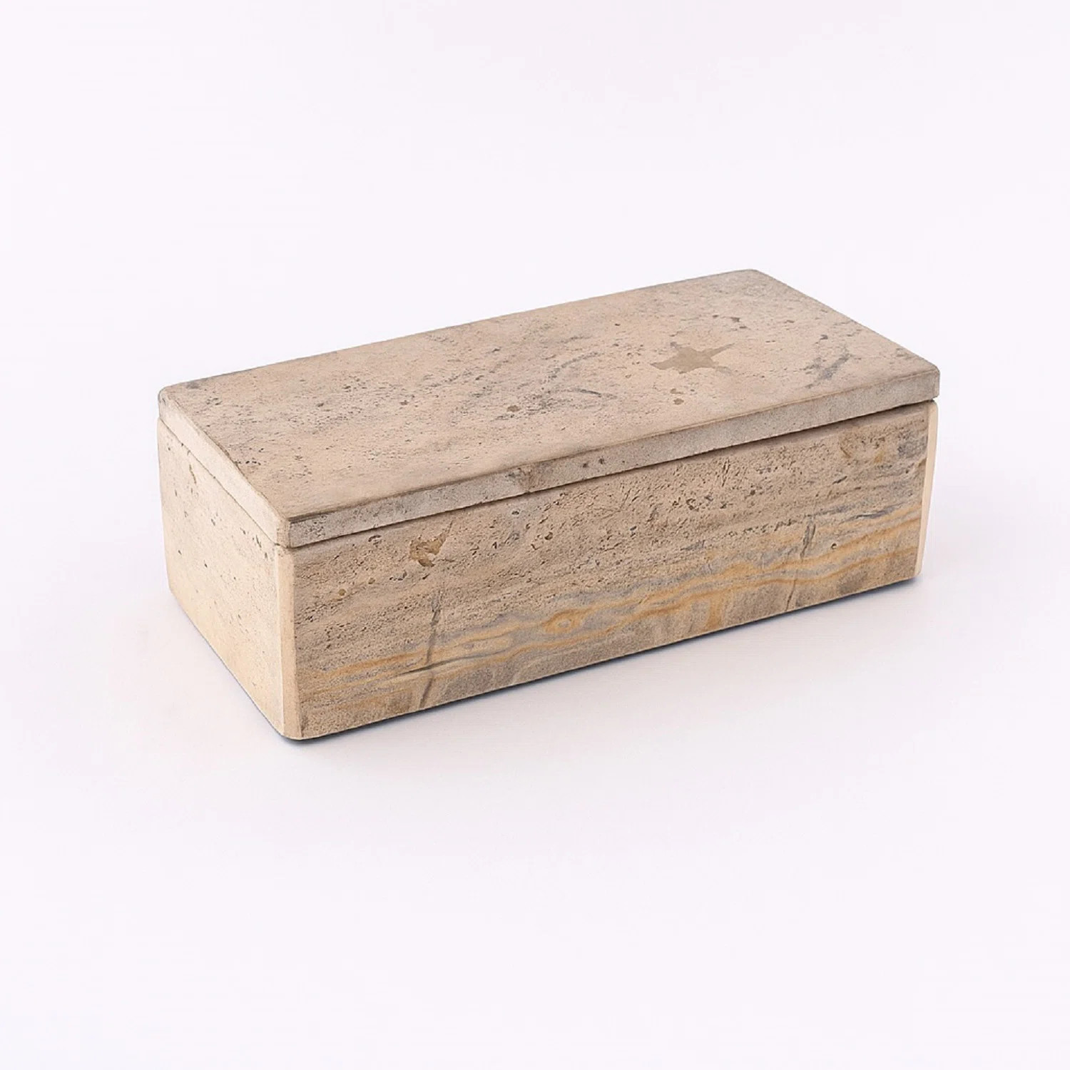 Travertine Rectangle Box Small Cream | Joss & Main