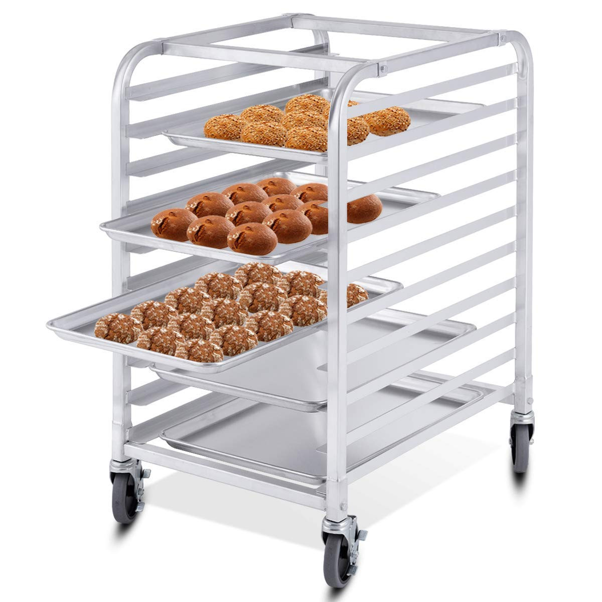 Giantex 10 Tier Aluminum Bakery Rack, Commercial Kitchen Bun Pan Sheet Pan Rack, Mobile Bakers Tr... | Amazon (US)