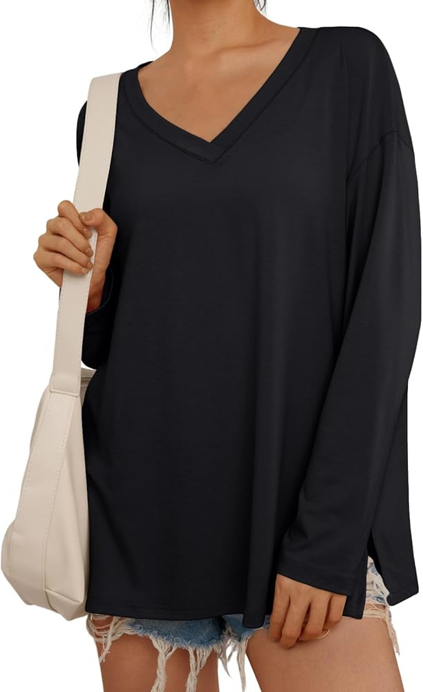 Trendy Queen Oversized Side Slit Tshirts for Women Long Sleeve Workout Tops Fall Fashion Plus Siz... | Amazon (US)