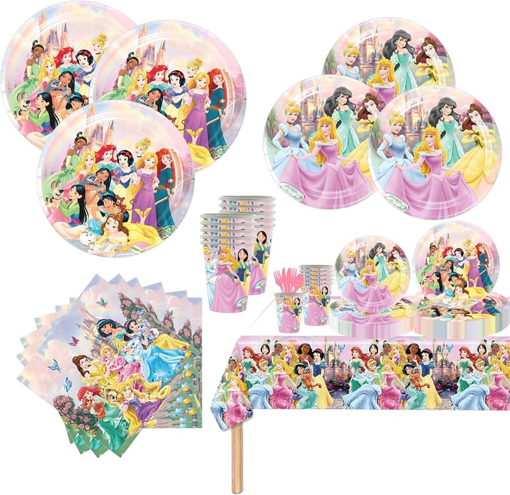 Princess Party Tableware Set Serves 20, JMOCD 141pcs Princess Party Supplies Set, Princess Party ... | Amazon (CA)