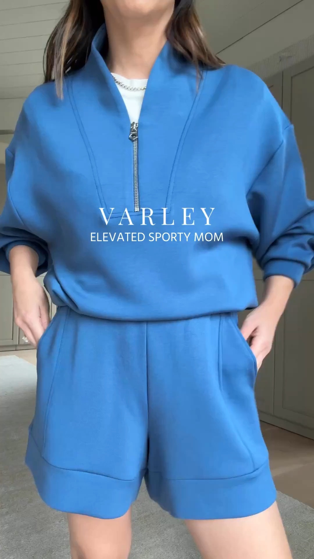New pieces just in from @Varley and I’m obsessed. I live in these as a mom - so comfortable and elevated. Cannot recommend enough. #InVarley #Ad

Look 1 - Blue Davidson sweatshirt small Atrium shorts xs. Look 2 - Knit jacket xs Knit tank small Woven shorts xs. Look 3 - Jeanie jacket xxs Katrina fitted tee medium.

Petite style, mom style, athleisure, spring outfits 2026 

#LTKmomlife #LTKActive #LTKPetite