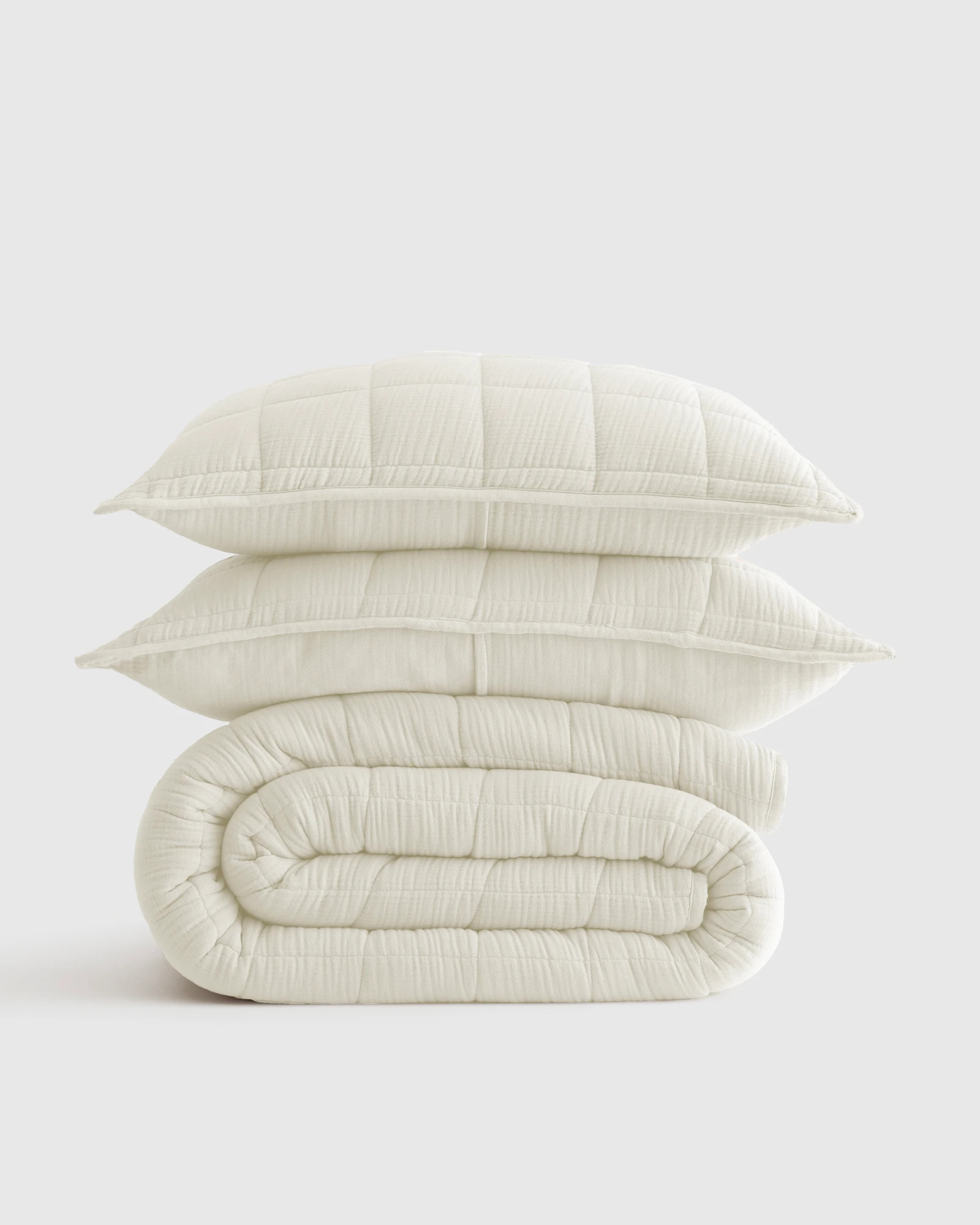 Ivory Organic Airy Gauze Box Quilt Set | Quince