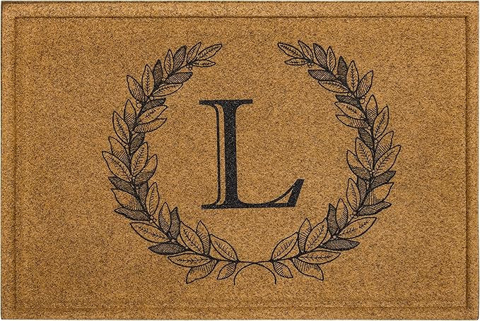 Mohawk Home Entryway Door Mat Laurel Monogram Letter L 2' x 3' Faux Coir Doormat All Weather Outd... | Amazon (US)