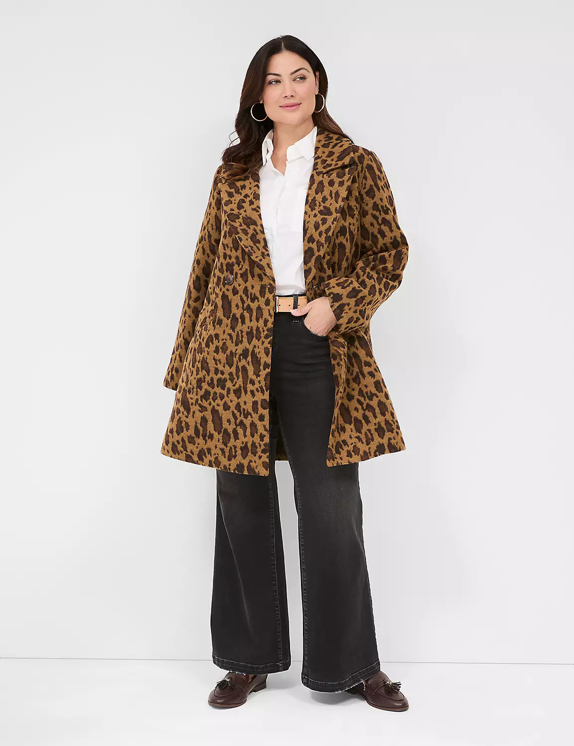 Jacquard Leopard Print Coat | Lane Bryant (US)