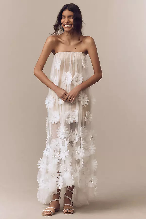 Helsi Athena Strapless 3D Floral High-Low Dress | Anthropologie (US)