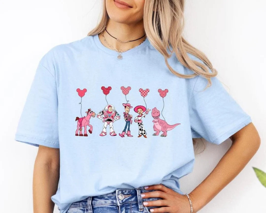 Toy Story Valentines Day Shirt, Cute Pink Woody Buzz Jessie Rex Tee, Romantic Disney Pixar Shirt,... | Etsy (US)