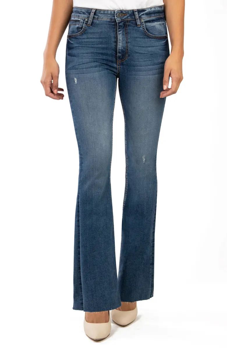 Stella High Waist Raw Hem Flare Jeans | Nordstrom