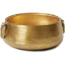Serene Spaces Living Decorative Gold Iron Handi Bowl, Large Centerpiece Bowl - Traditional Indian St | Amazon (US)