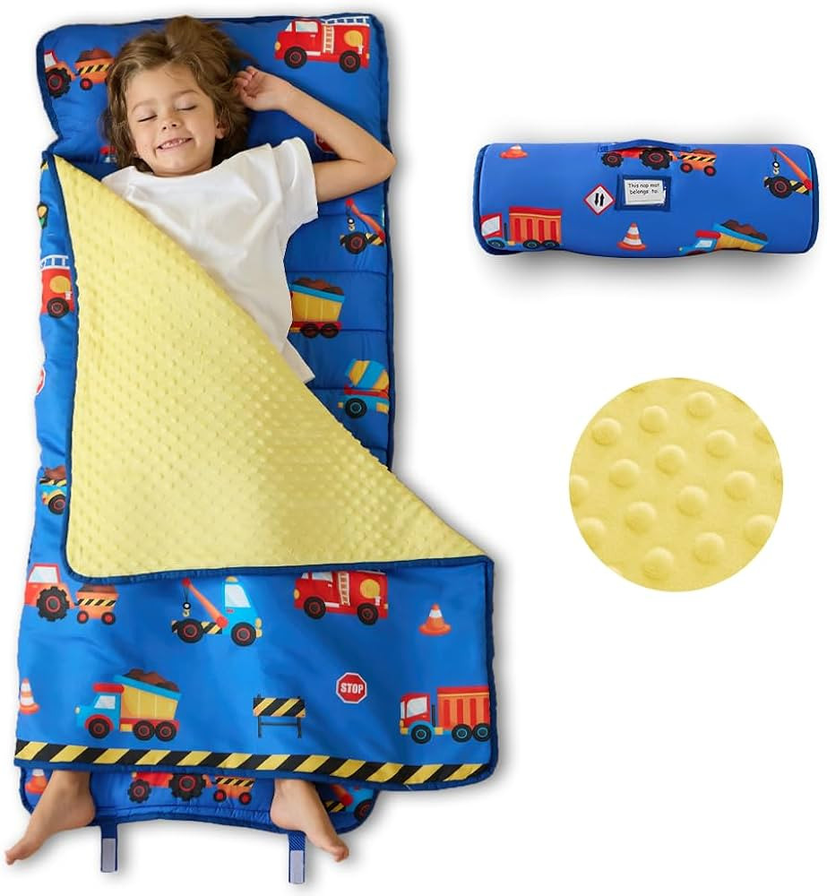 beeweed Toddler Nap Mat, Rollup Design Kid Sleeping Mat with Removable Pillow & Minky Blanket, To... | Amazon (US)