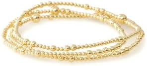 Gold Beaded Cross Bracelet for Women, 14K Plated Adjustable Stackable Dainty Bracelets, Non Tarni... | Amazon (US)