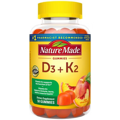 Nature Made Vitamin D3 K2 Gummies, Vitamin D 5000 IU per serving, Bone & Immune Support - 50ct | Target