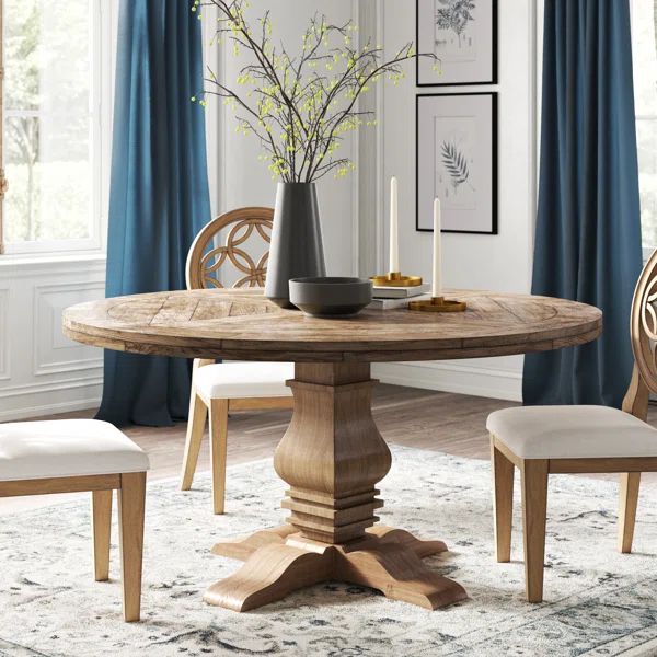 Cheatham 59.75'' Pine Solid Wood Pedestal Dining Table | Wayfair North America