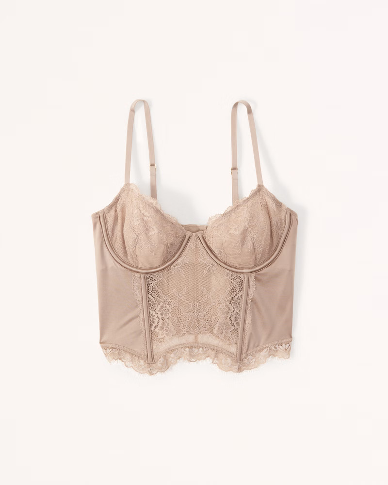 Lace and Satin Balconette Corset | Abercrombie & Fitch (US)