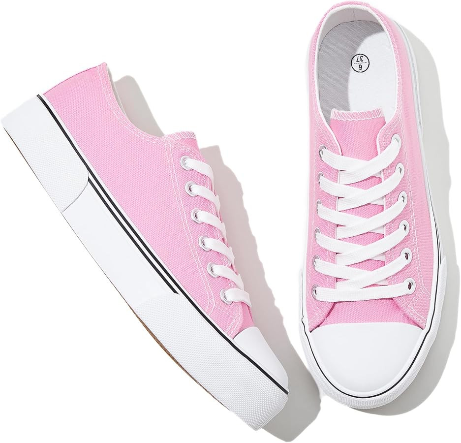 Adokoo Canvas Tennis Shoes for Women Low Top Casual White Black Sneakers for Women Lace Up Fashio... | Amazon (US)