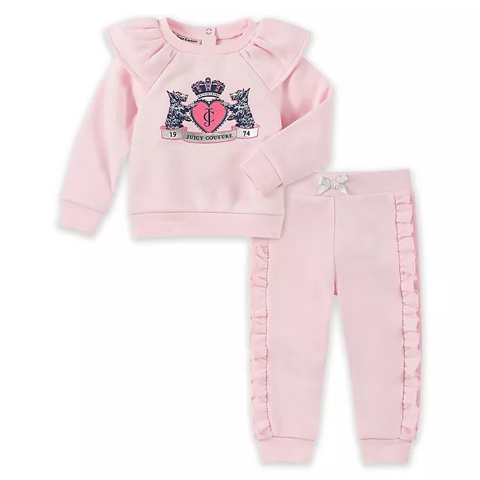 Juicy Couture® 2-Piece Ruffled Top and Jogger Set in Pink | buybuy BABY