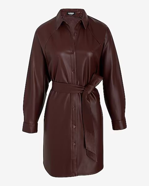 Faux Leather Boyfriend Mini Portofino Shirt Dress | Express