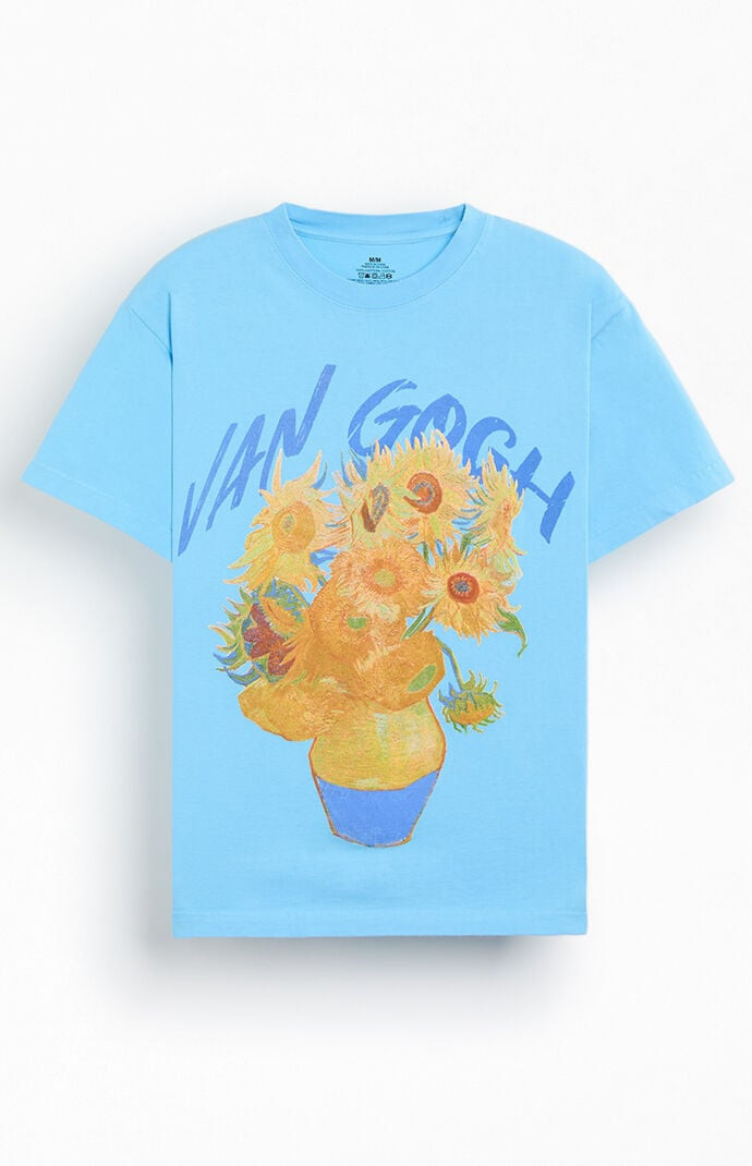 Men's Van Gogh Flowers T-Shirt in Light Blue - Size Large | PacSun