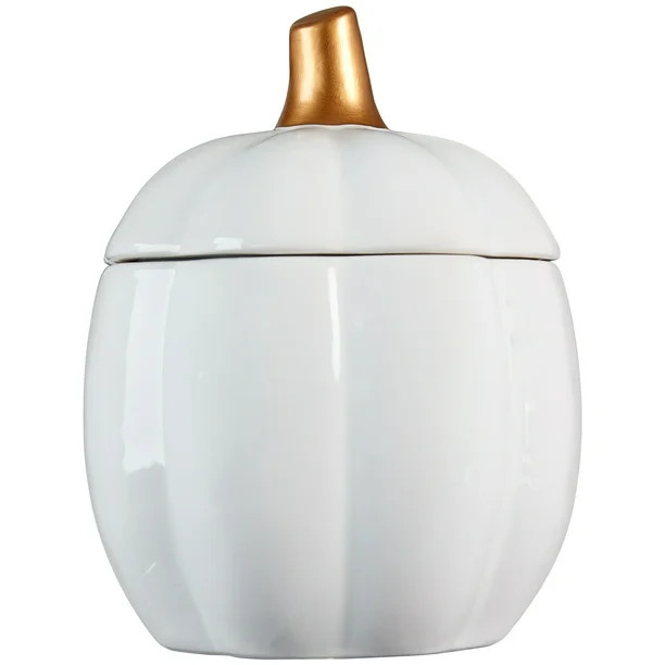 Harvest Pumpkin Jar Tabletop Decoration, Ceramic, White, 7", Adult, Way to Celebrate | Walmart (US)