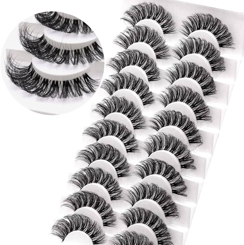 Veleasha Russian Strip Lashes with Clear Band Looks Like Eyelash Extensions D Curl Lash Strips 10... | Amazon (US)
