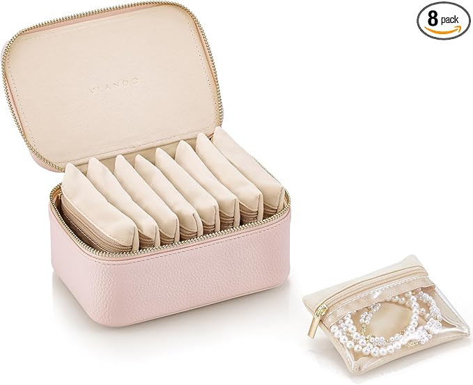 VLANDO Jewelry Box with 8 Velvet Jewelry Bags Travel Jewelry Case for Mothers Day Mom Gifts, Jewe... | Amazon (US)