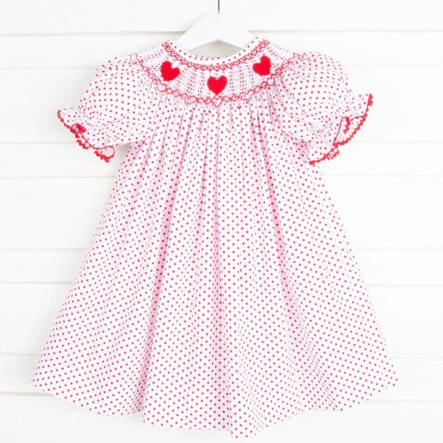 Heart Smocked Bishop Red Dot | Classic Whimsy