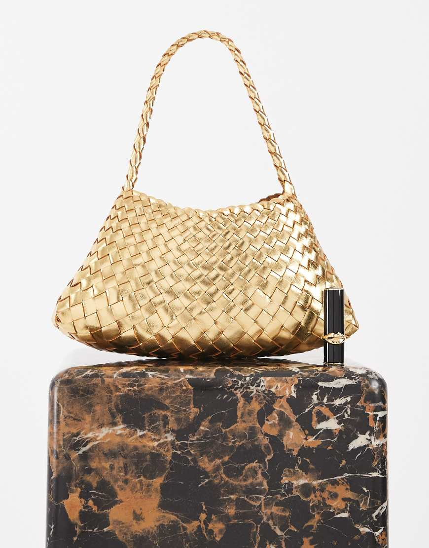 Dragon Diffusion Rosanna woven leather shoulder bag in gold metallic | ASOS (Global)