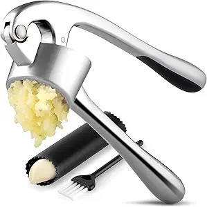 Zulay Kitchen Large Premium Garlic Press Set - Bigger Bowl for Bigger Garlic - Rust Proof & Dishw... | Amazon (US)