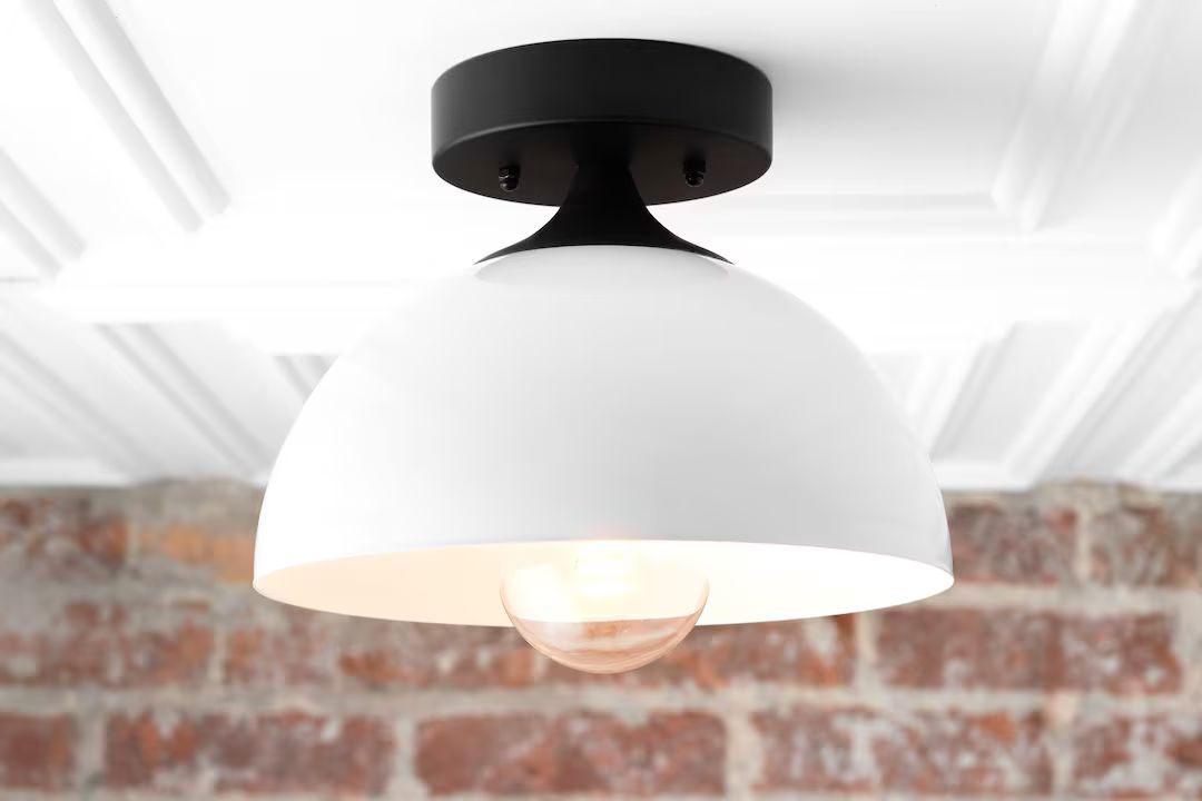 White Ceiling Light - Ceiling Fixture - Mid Century Lighting - Modern Light Fixture - Farmhouse L... | Etsy (US)